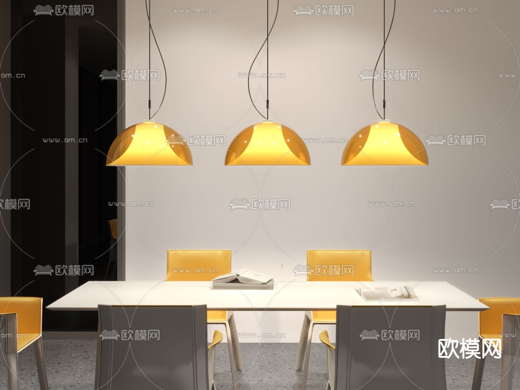 现代会议桌 会议台3d模型下载（渲染图1）