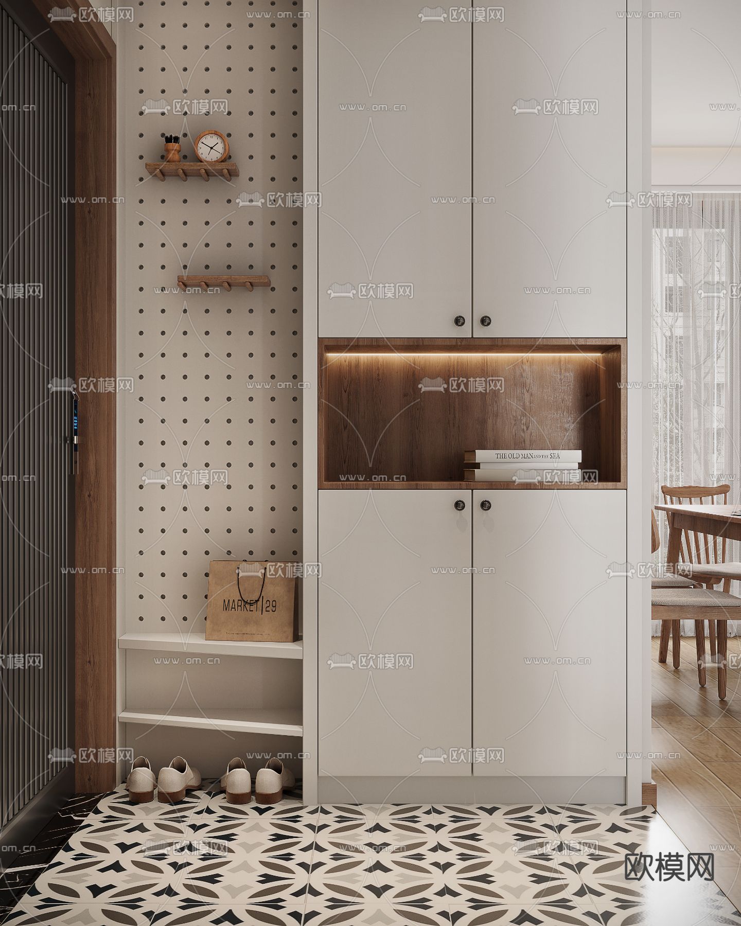 北欧客餐厅3d模型下载（渲染图3）