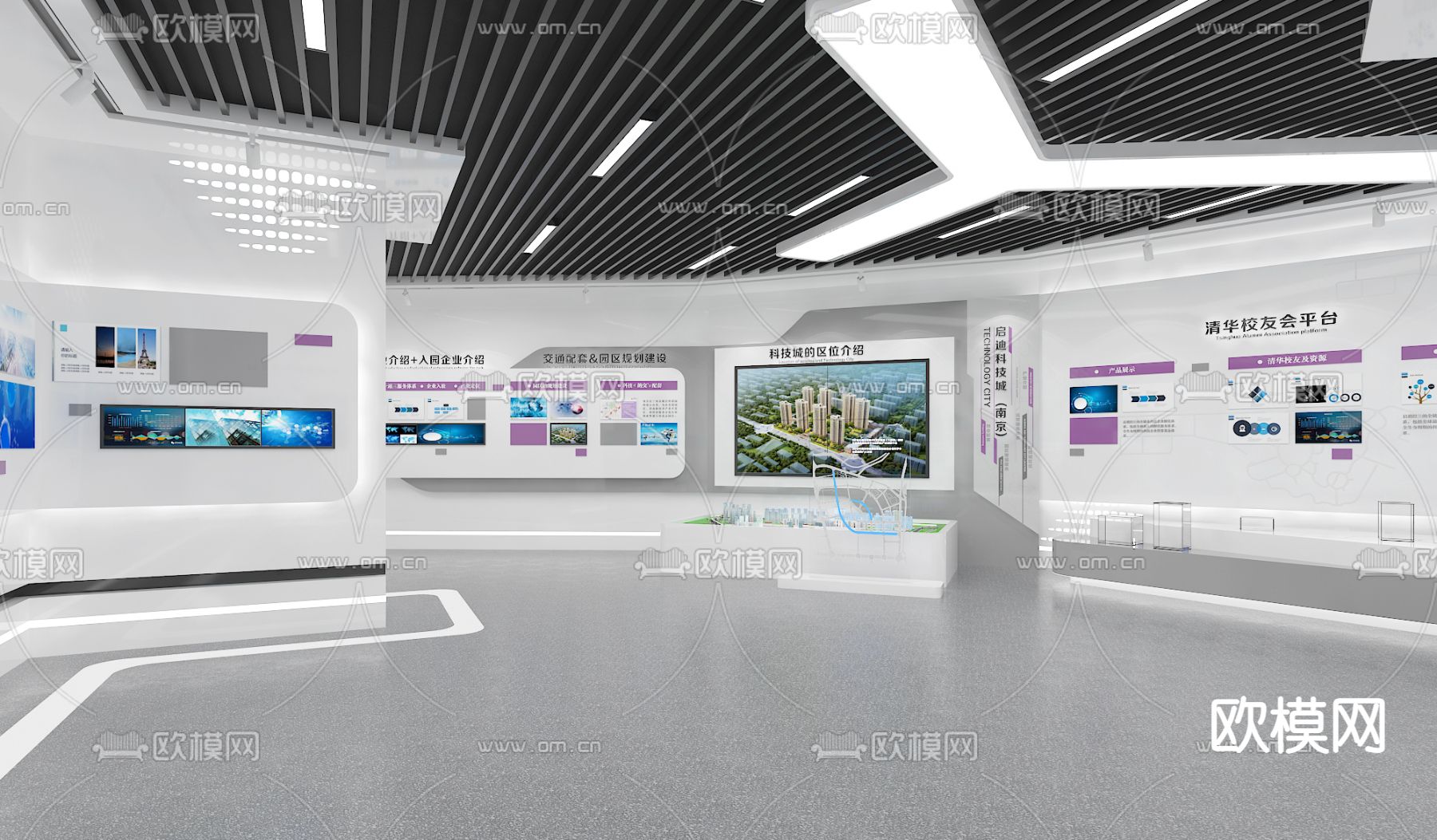 科技展厅 数字沙盘su模型下载（渲染图3）