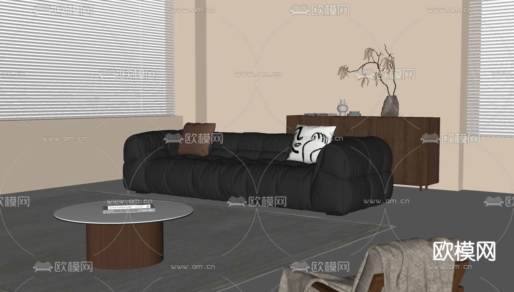 多人沙发su模型下载（渲染图1）