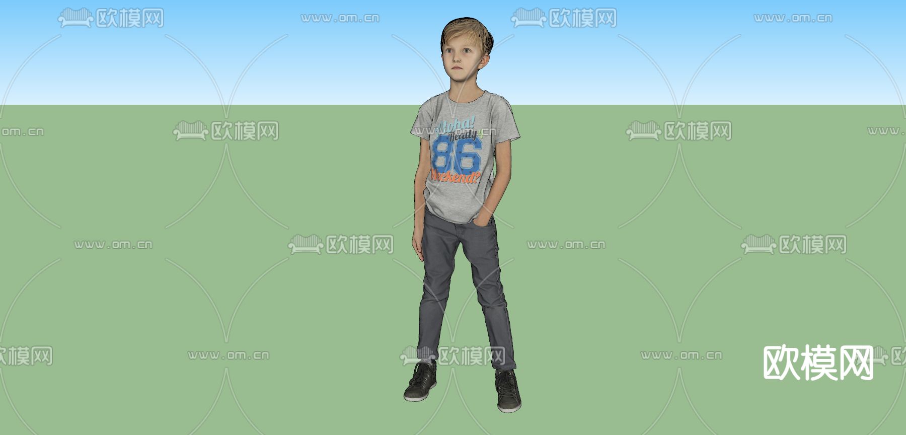 男孩 人物 小孩su模型下载（渲染图2）