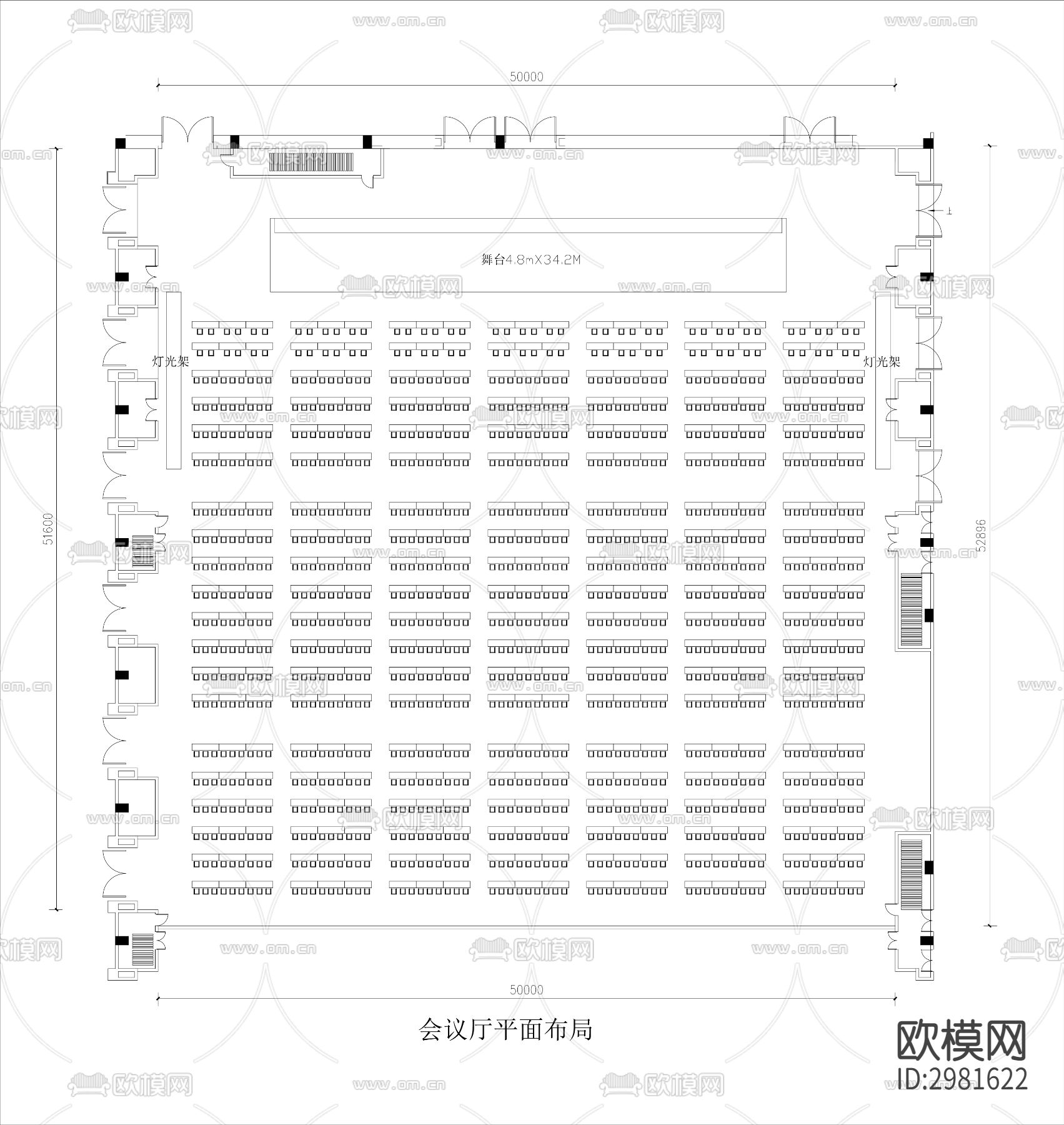 会议大厅cad平面图下载
