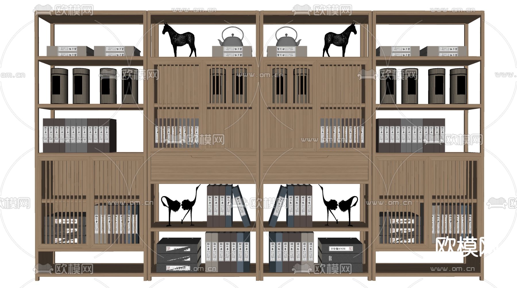 博古架 置物架 书架su模型下载（渲染图2）