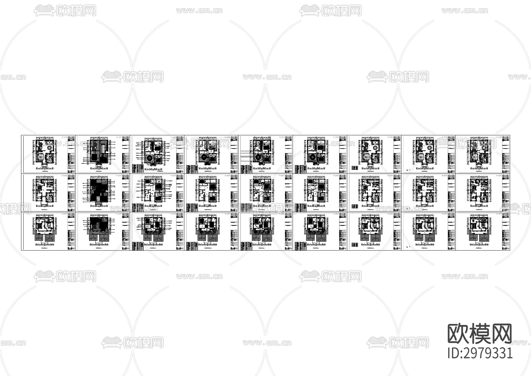 中式风格别墅家装cad施工图下载（渲染图7）