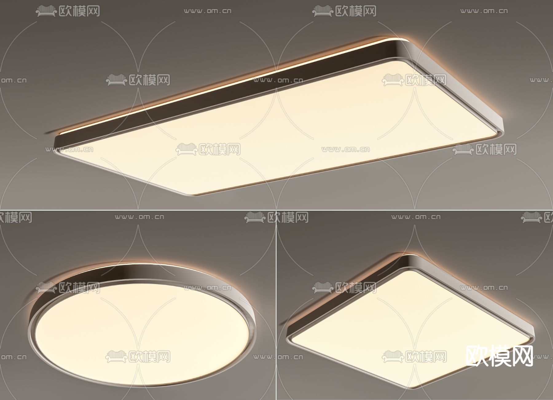 几何吸顶灯 方形卧室灯su模型下载（渲染图1）