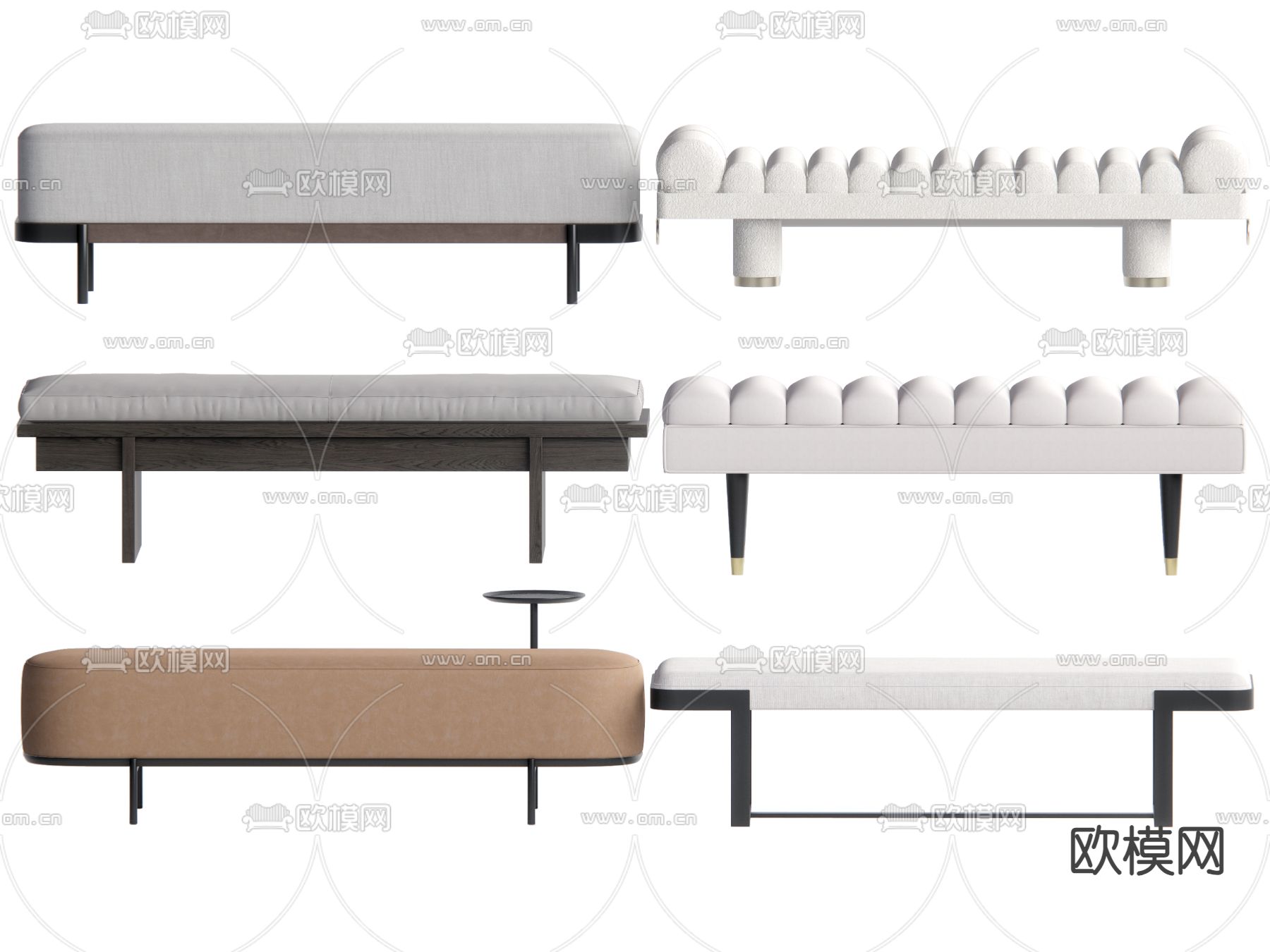 现代凳子 沙发凳 床尾凳 长凳su模型下载（渲染图1）