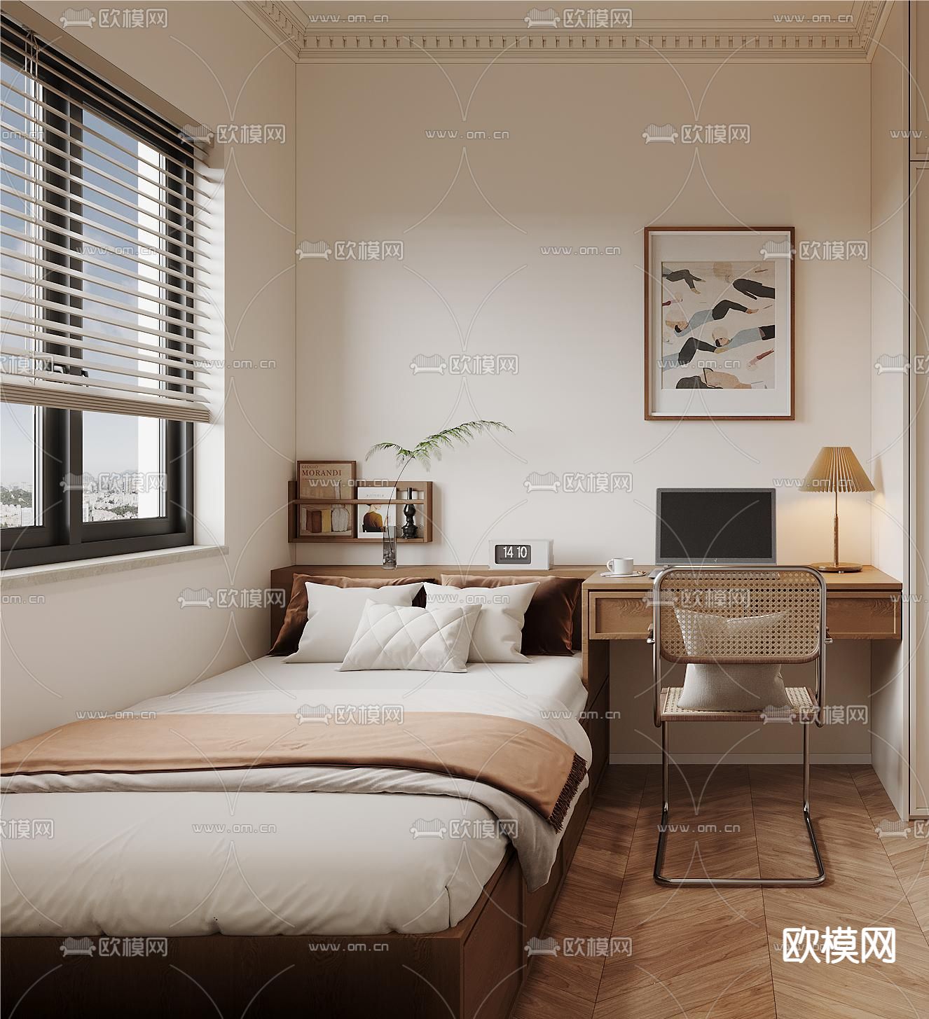 榻榻米卧室 次卧3d模型下载（渲染图2）