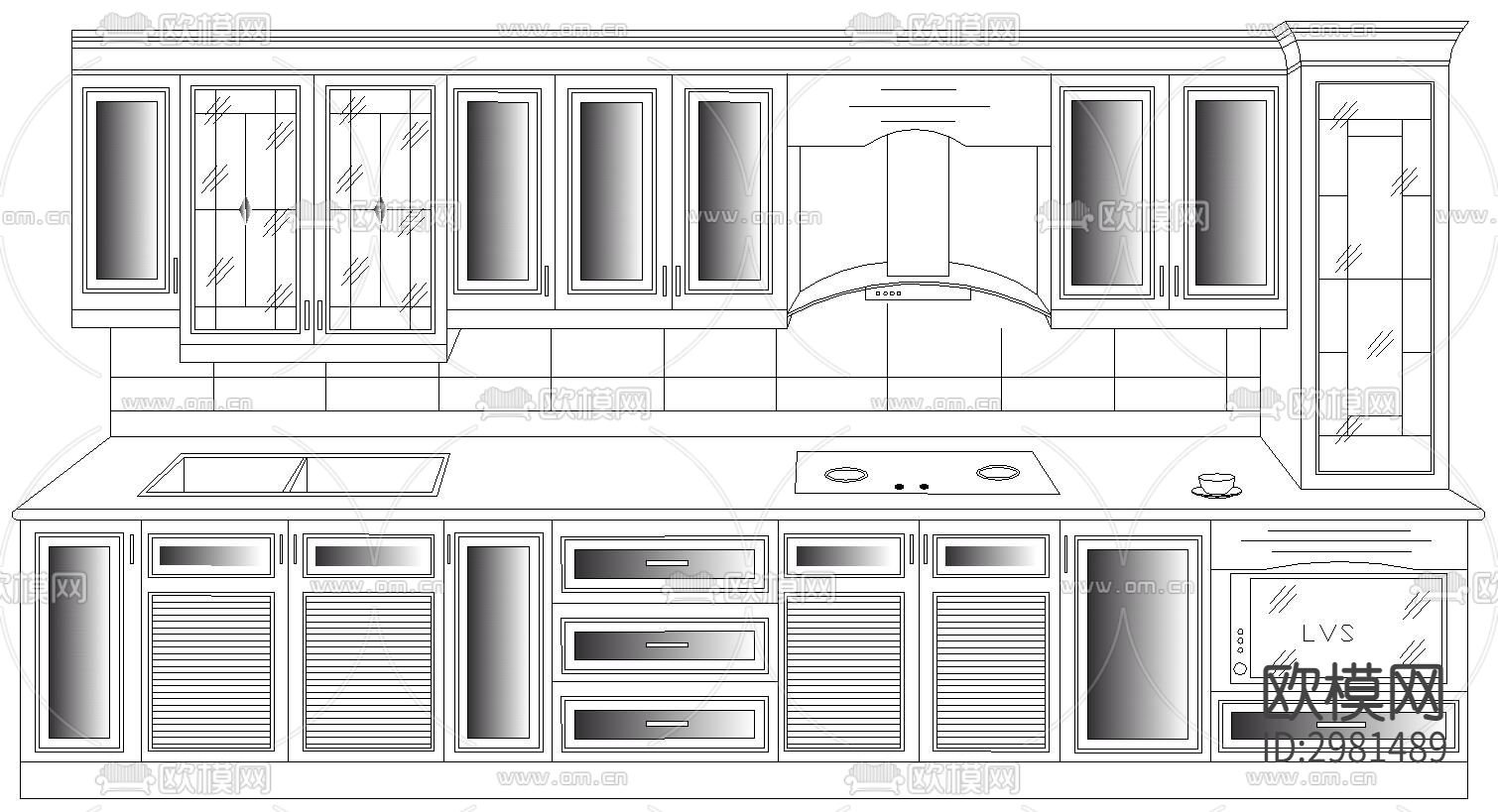 橱柜cad图库下载（渲染图4）