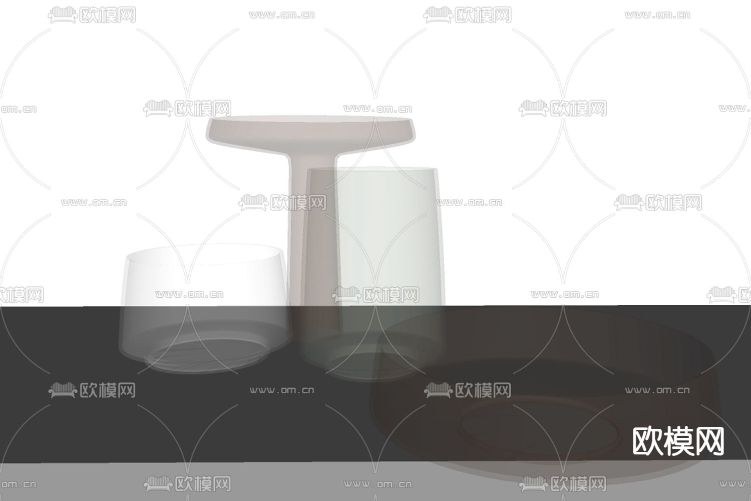 现代塑料杯 玻璃杯 摆件su模型下载（渲染图3）