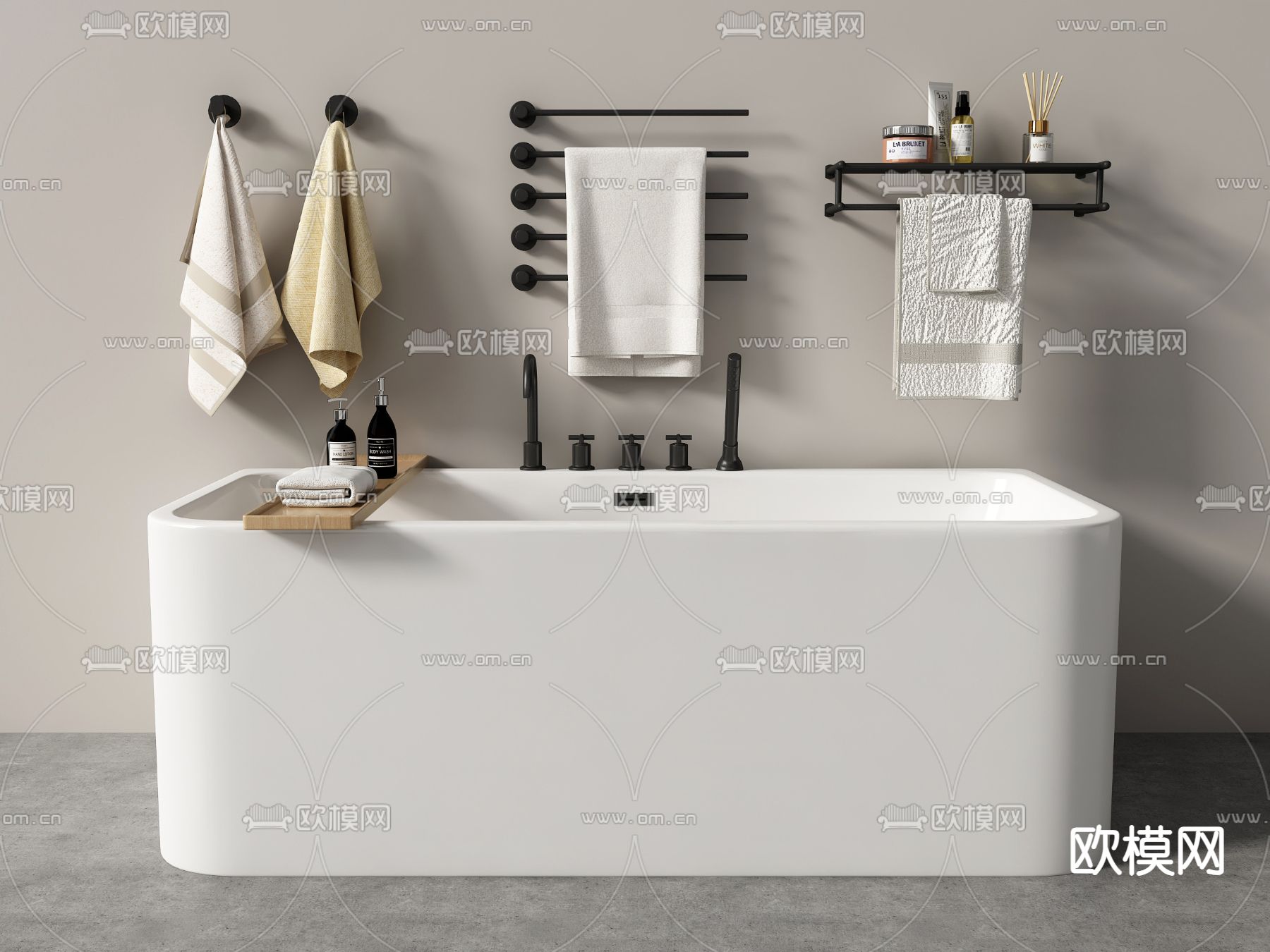 现代浴缸 独立浴缸su模型下载（渲染图1）
