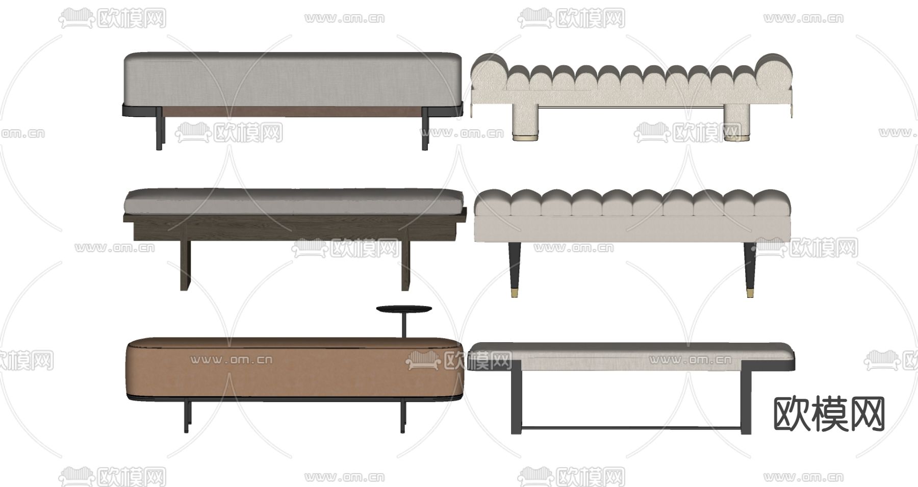 现代凳子 沙发凳 床尾凳 长凳su模型下载（渲染图2）