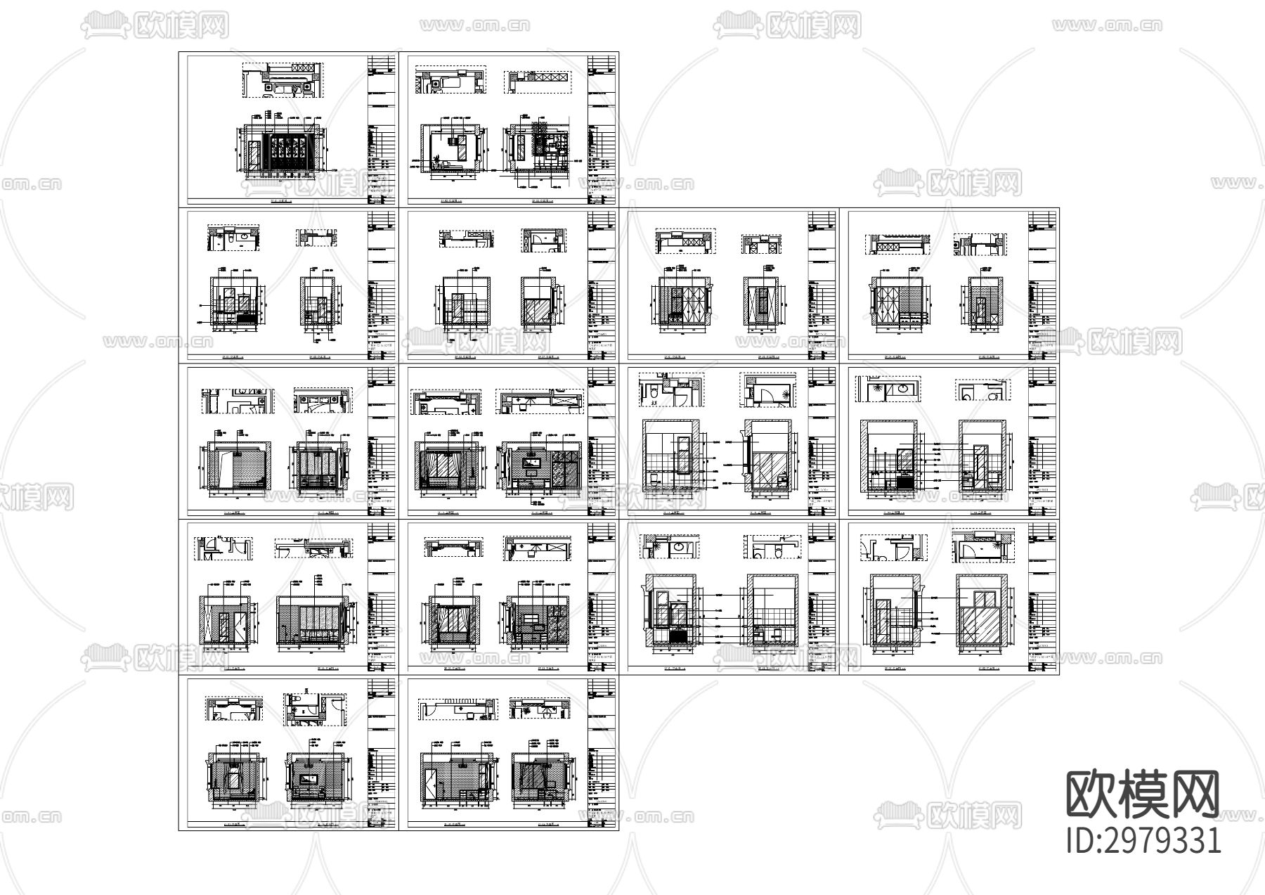 中式风格别墅家装cad施工图下载（渲染图9）