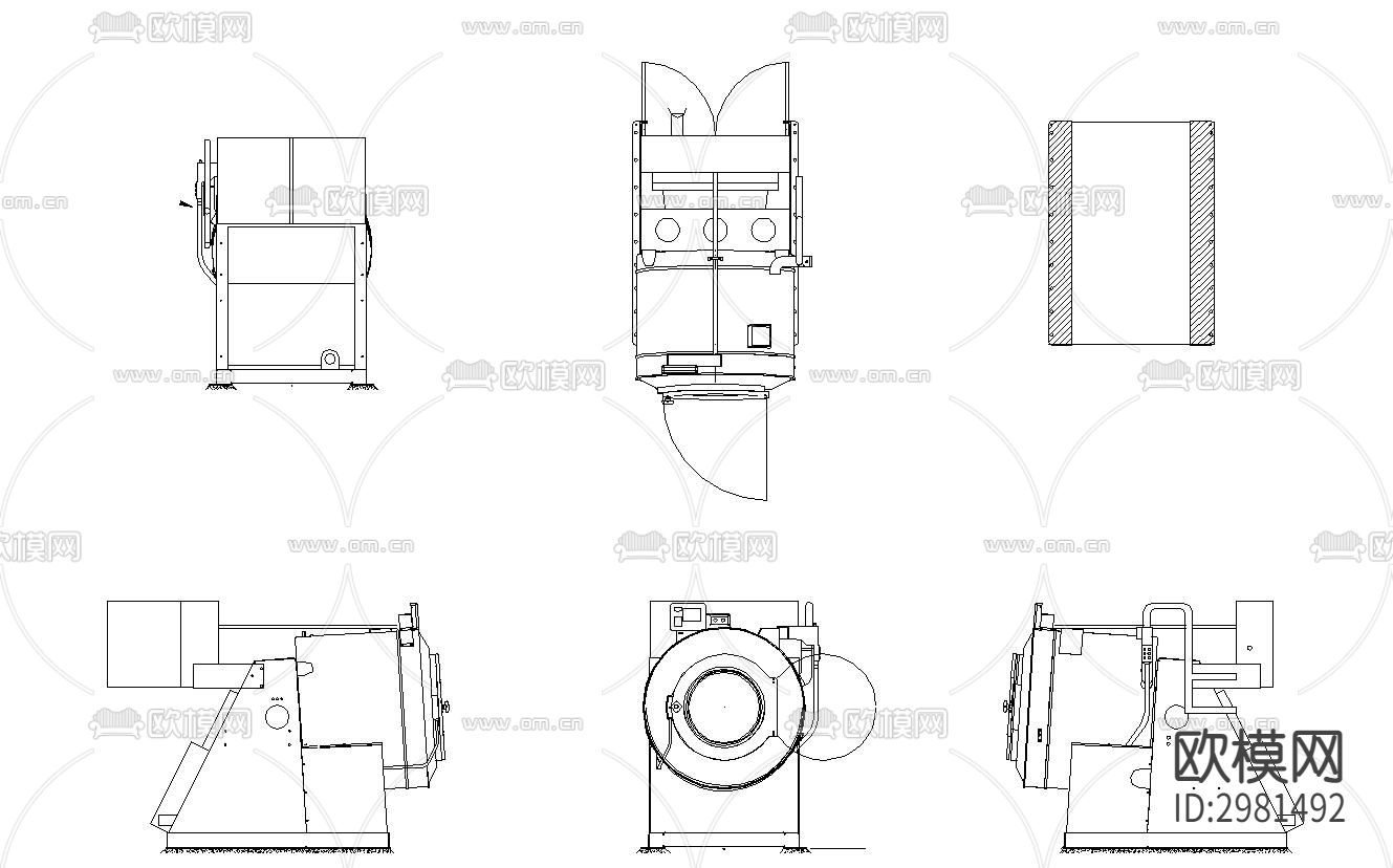 洗衣机干洗设备cad图库下载（渲染图5）
