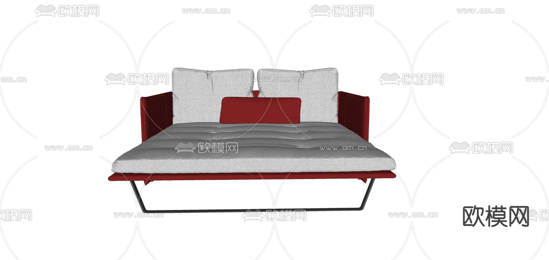 沙发床 双人床su模型下载（渲染图2）