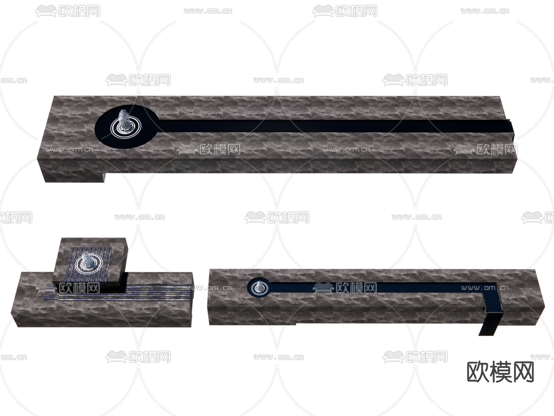 流水石钵 禅意水景 喷泉流水3d模型下载