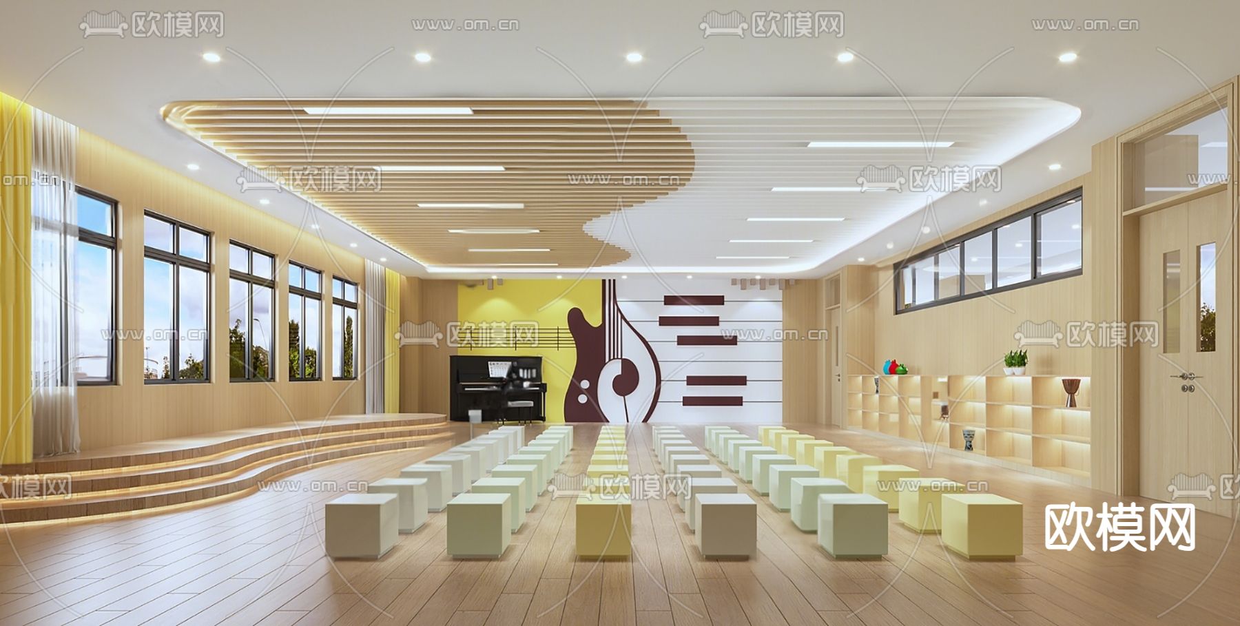 现代音乐教室su模型下载