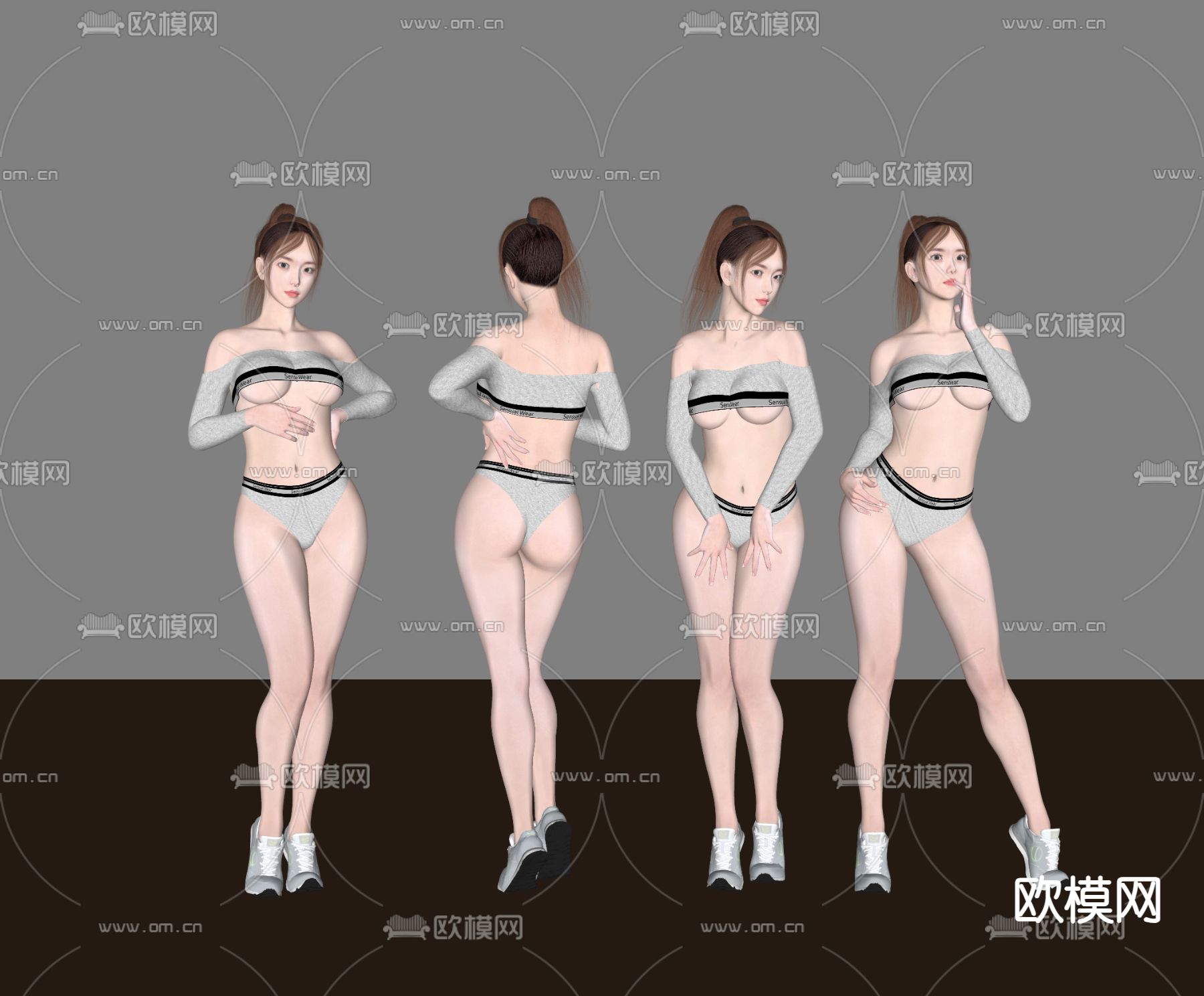 美女 女性 模特 人物su模型下载（渲染图2）