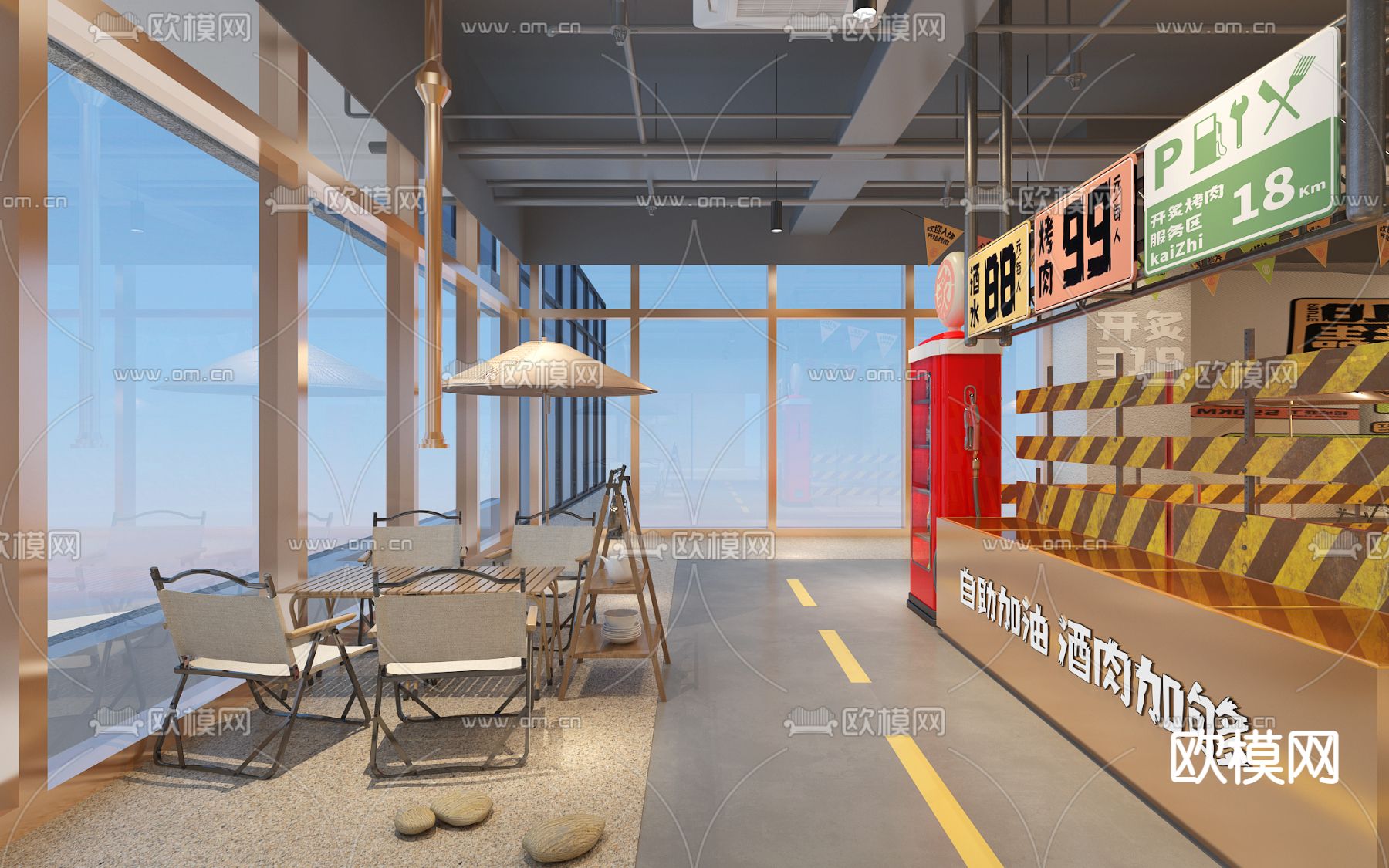 露营餐厅 烧烤店3d模型下载（渲染图2）