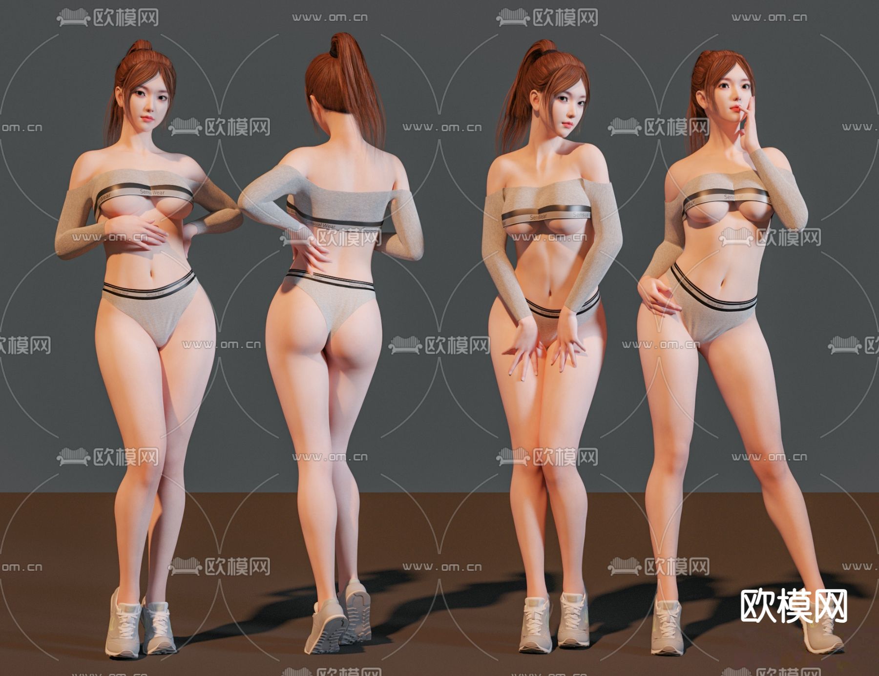 美女 女性 模特 人物su模型下载（渲染图1）