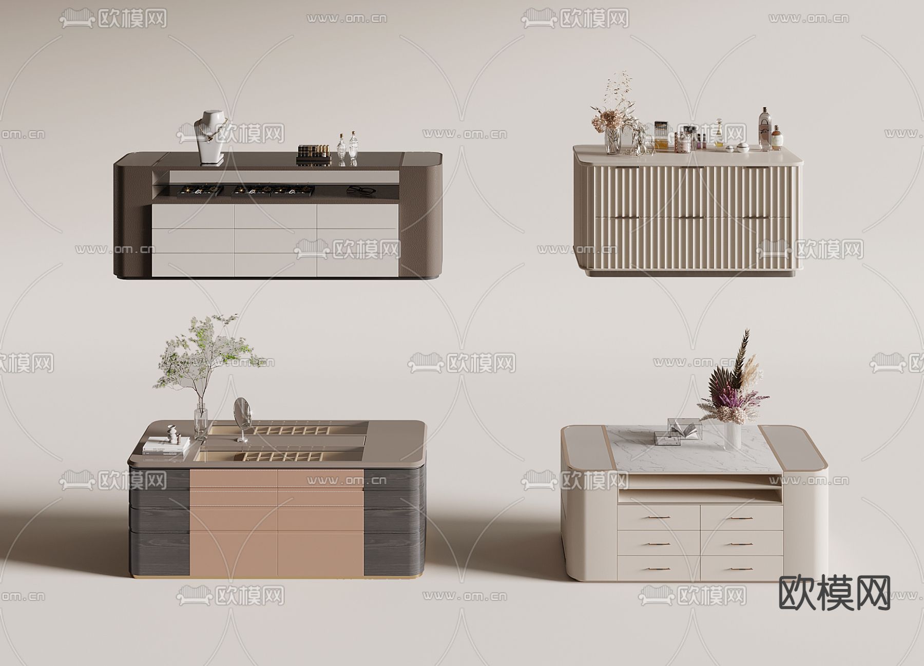 现代中岛台 首饰柜 珠宝柜3d模型下载