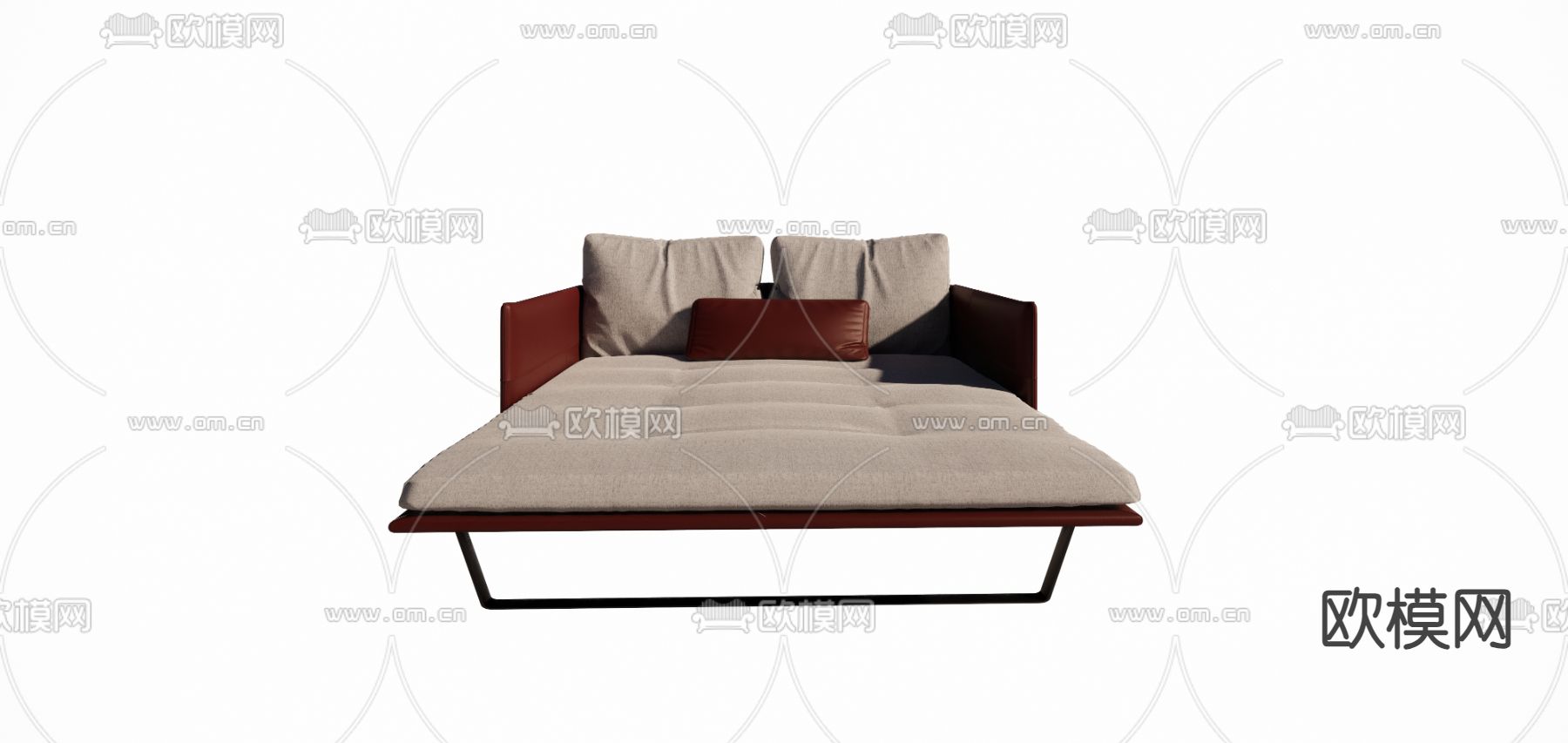 沙发床 双人床su模型下载（渲染图1）