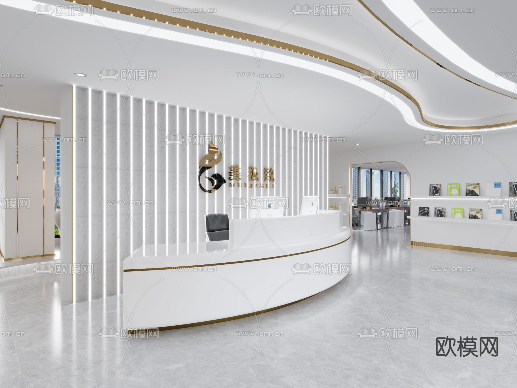 美容院前台 洽谈室 休息区su模型下载（渲染图3）