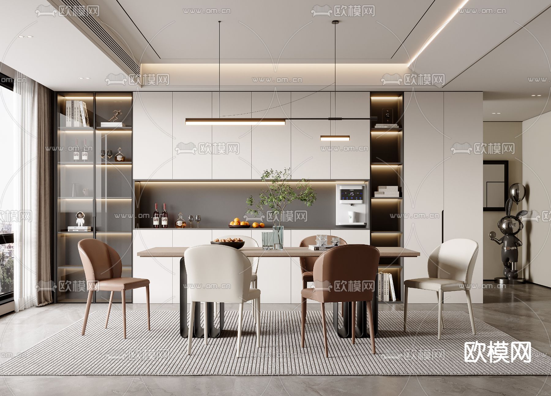 现代餐厅3d模型下载