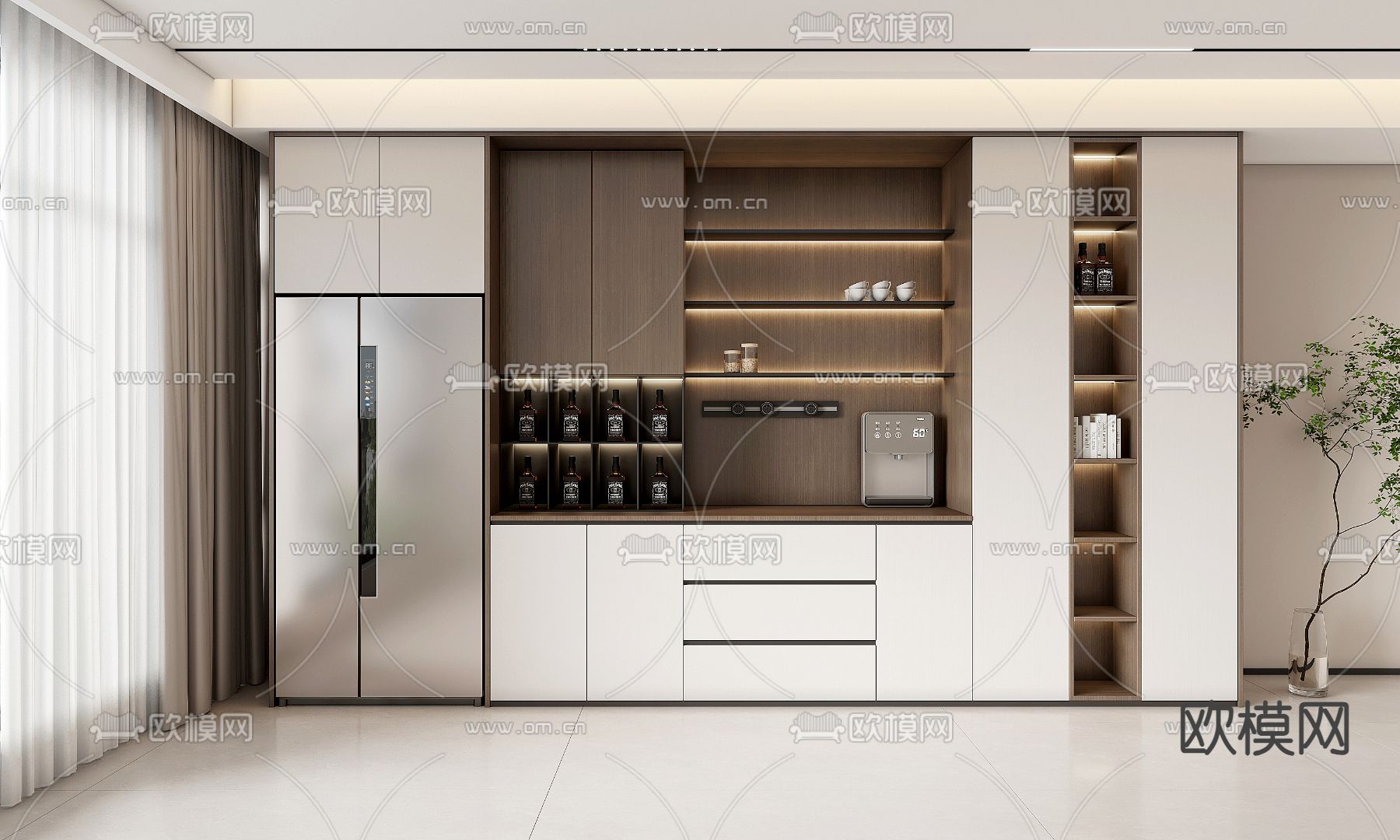 现代酒柜 餐边柜3d模型下载