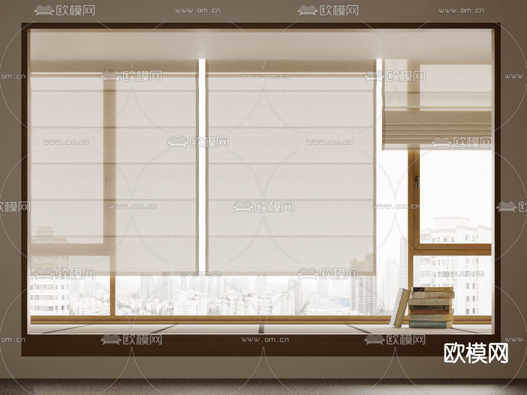 日式罗马帘 卷帘 折叠帘su模型