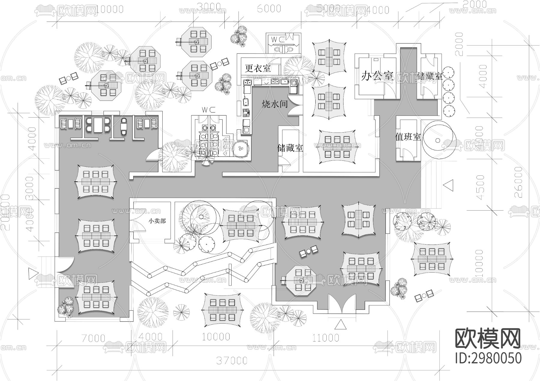 露营营地民宿网红清吧打卡地cad平面图下载