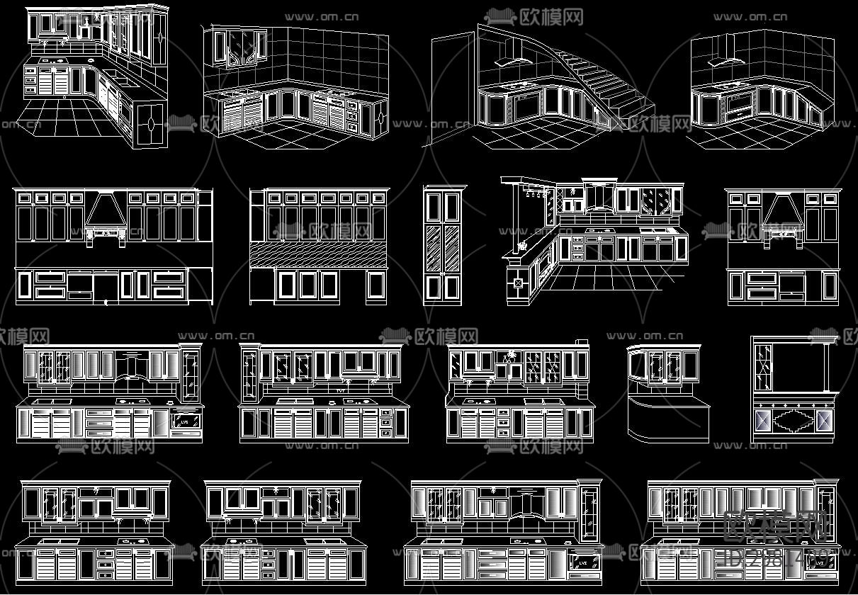 橱柜cad图库下载（渲染图2）