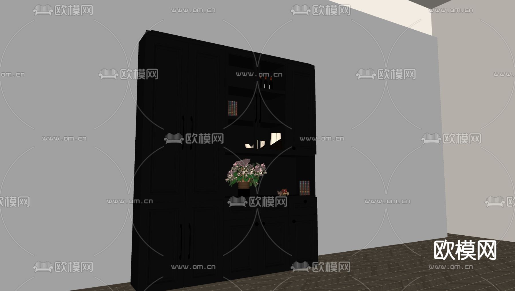美式装饰柜 玄关柜su模型下载（渲染图2）