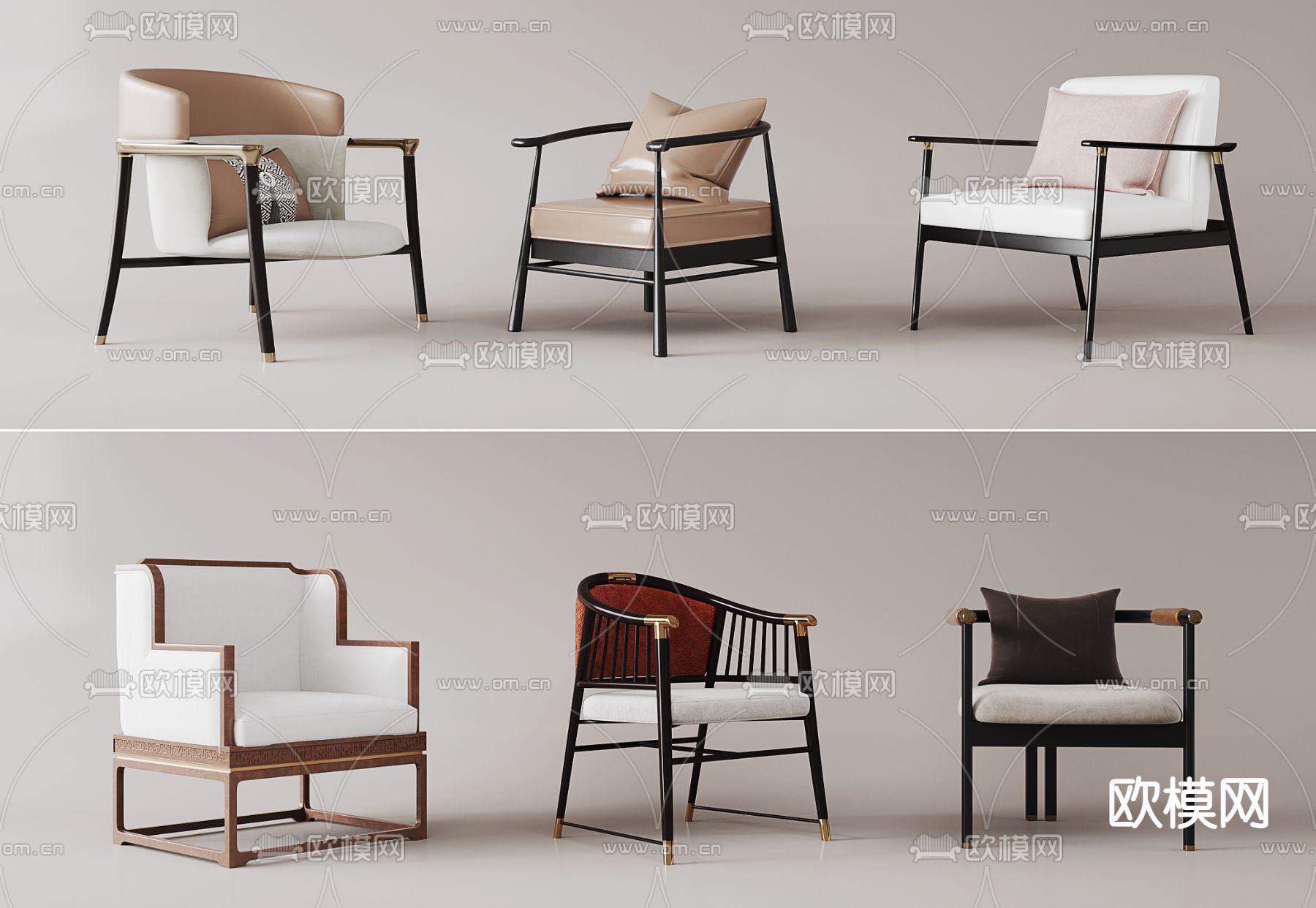 新中式椅子 休闲椅3d模型下载