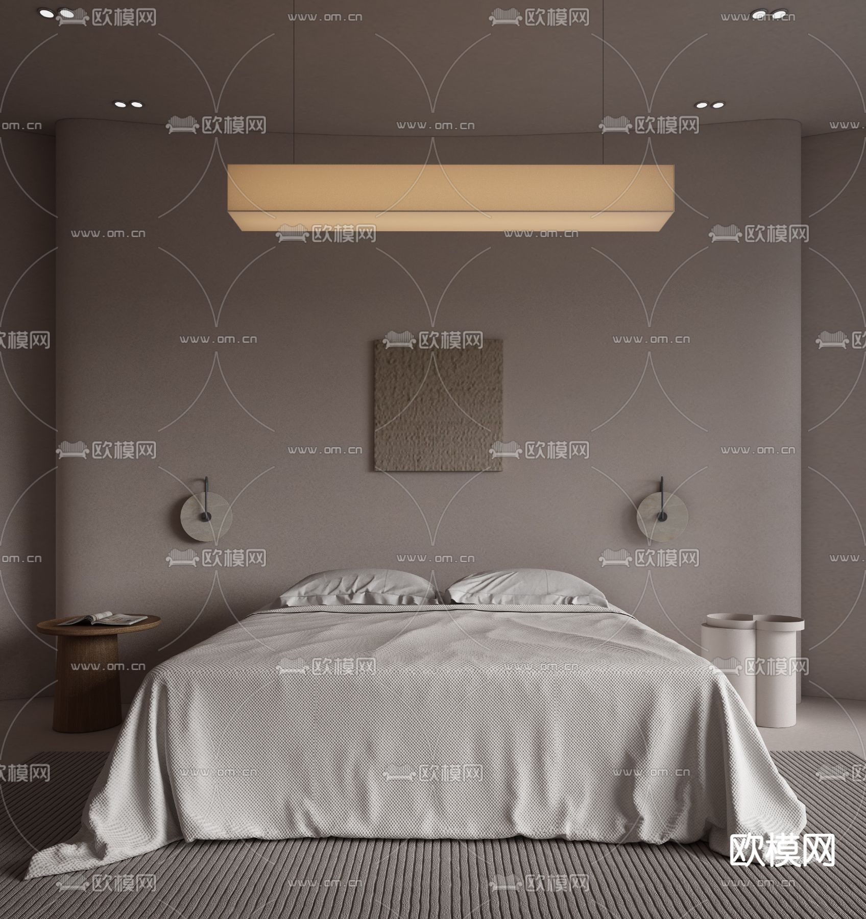 侘寂风卧室su模型下载（渲染图2）