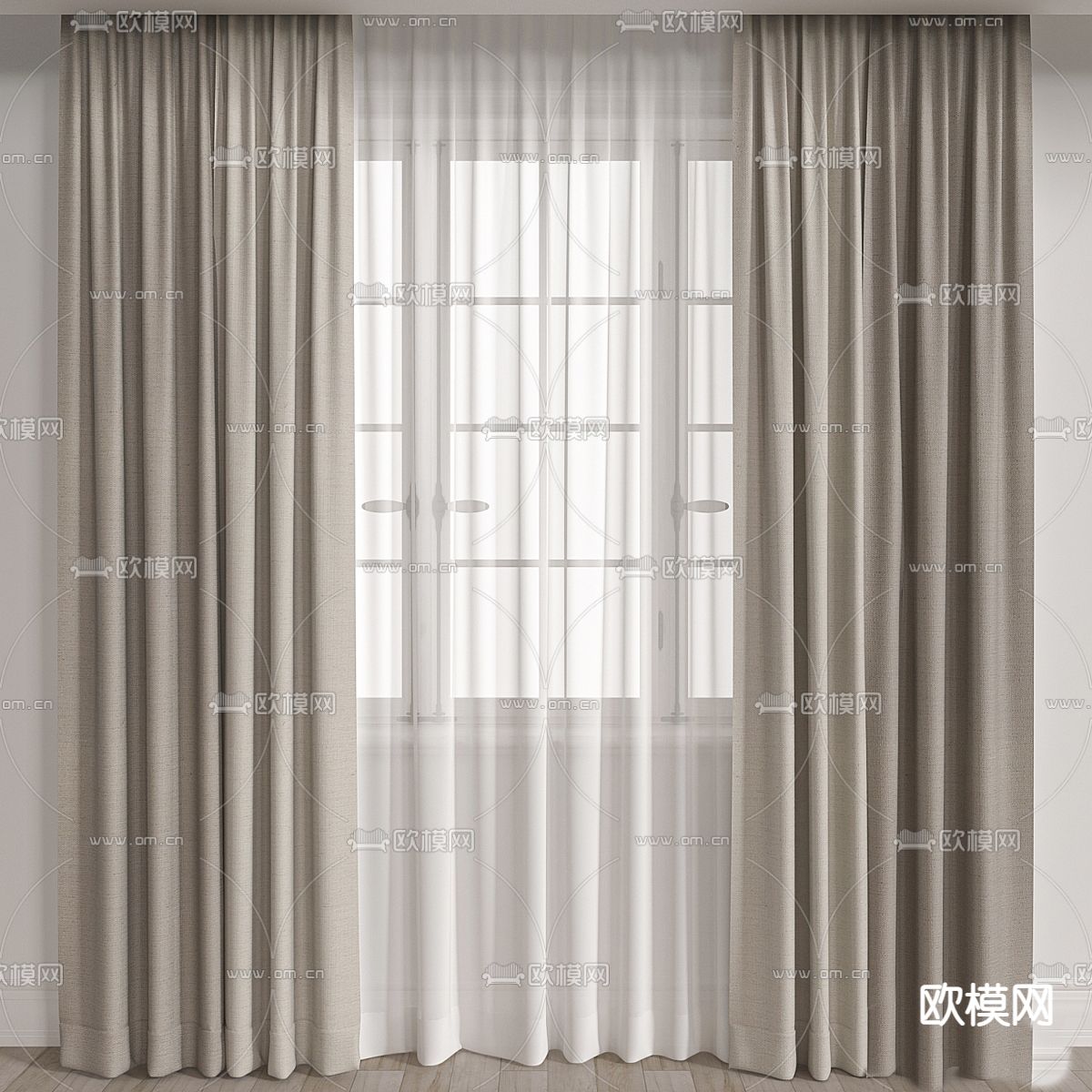 素色窗帘 纱帘免费3d模型下载