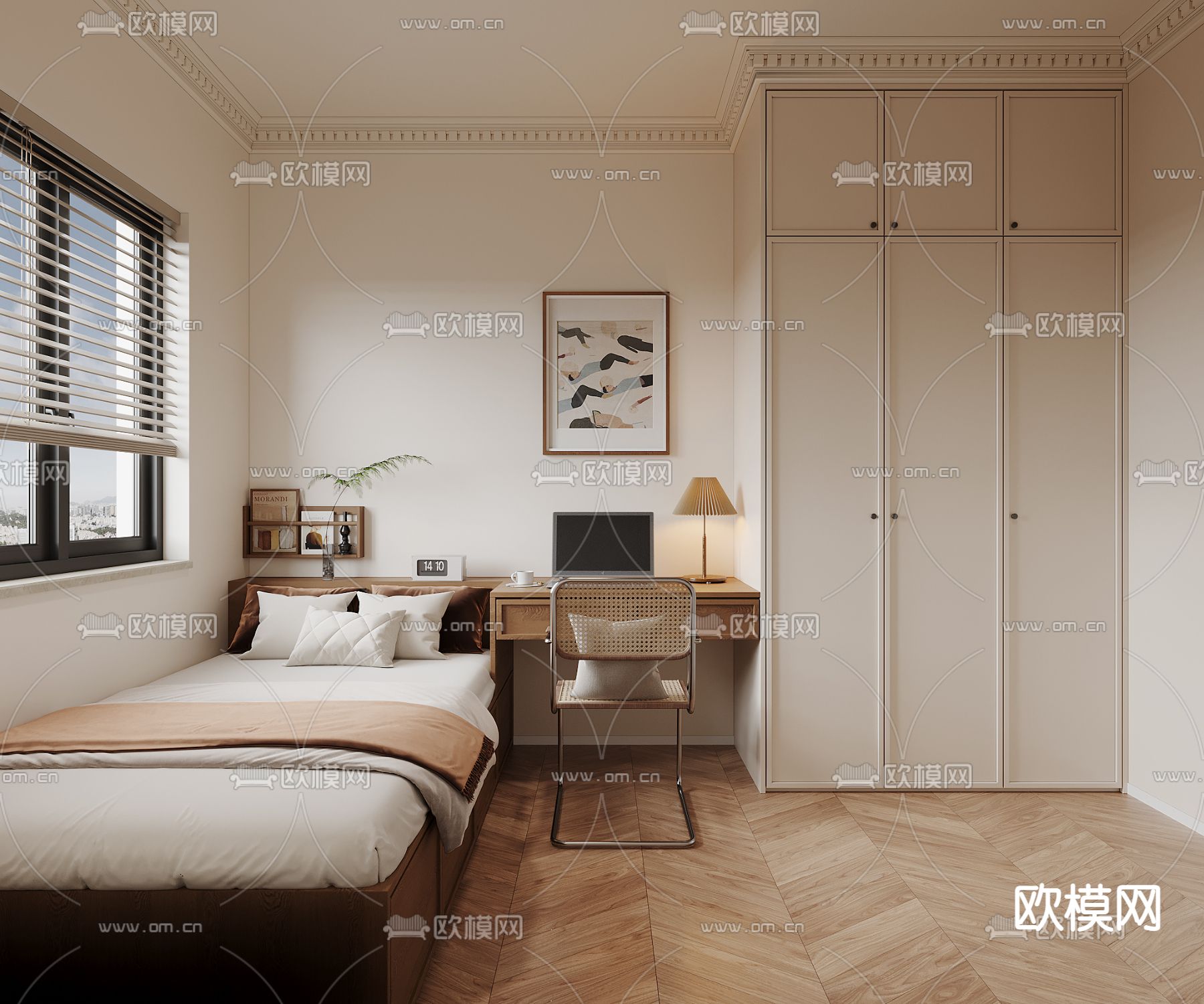 榻榻米卧室 次卧3d模型下载（渲染图1）