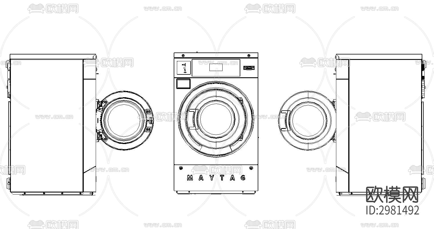 洗衣机干洗设备cad图库下载（渲染图3）