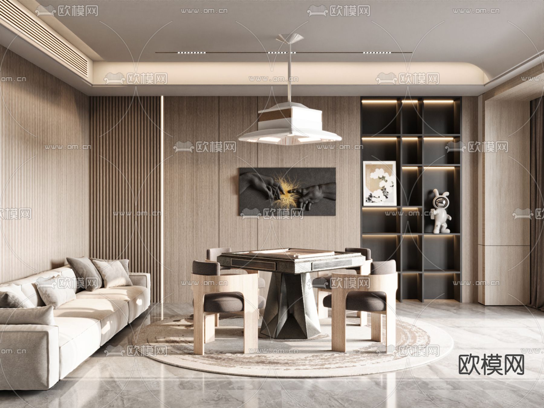 现代棋牌室 麻将房3d模型下载