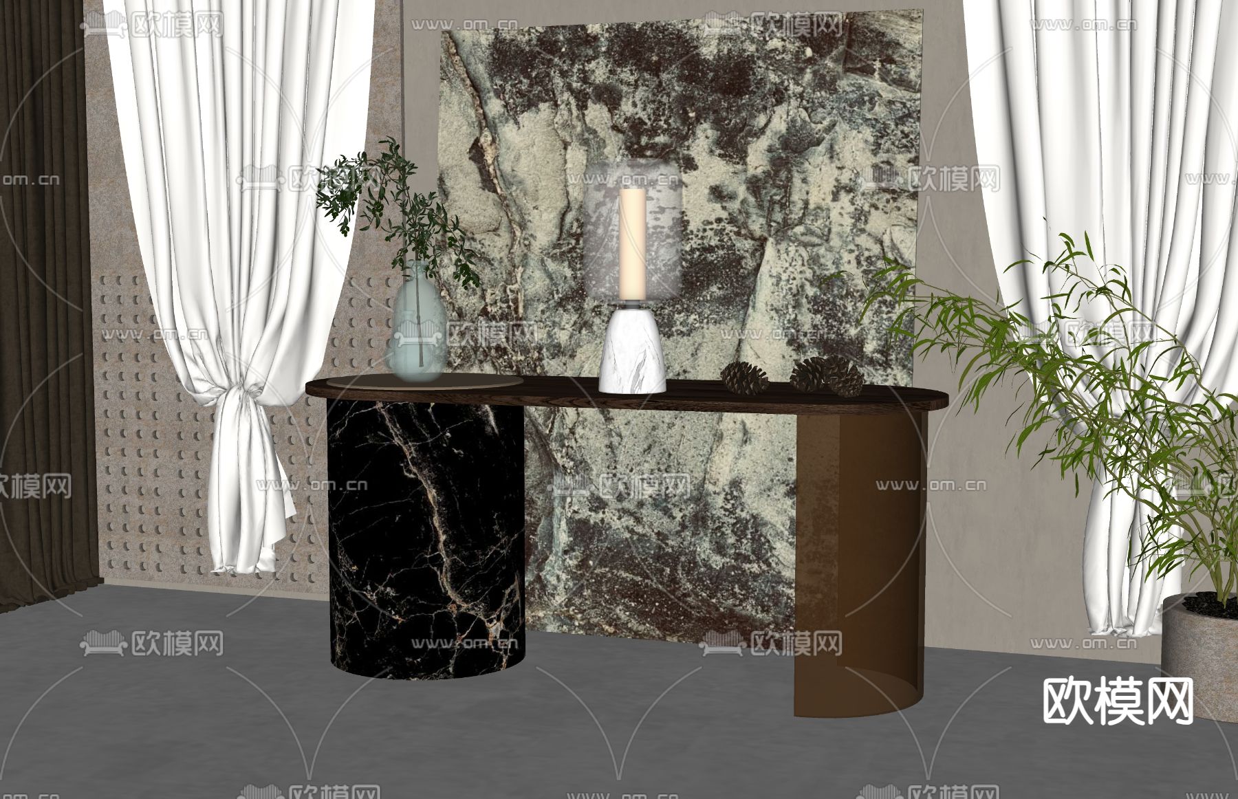 现代玄关台 端景条案su模型下载（渲染图2）