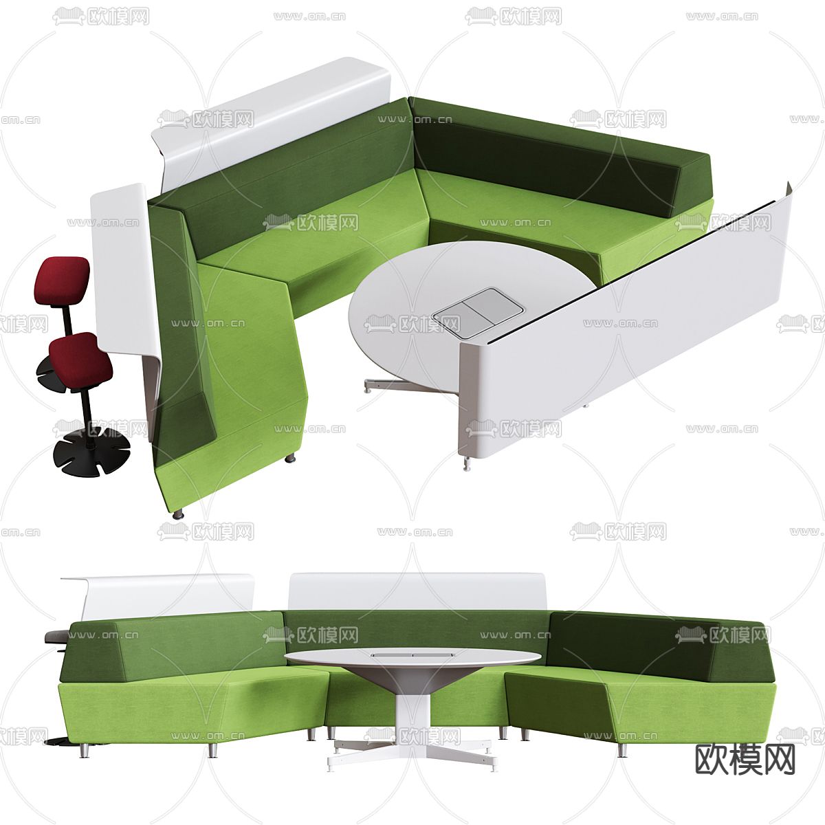 办公沙发 公共沙发 大堂沙发3d模型下载（渲染图1）