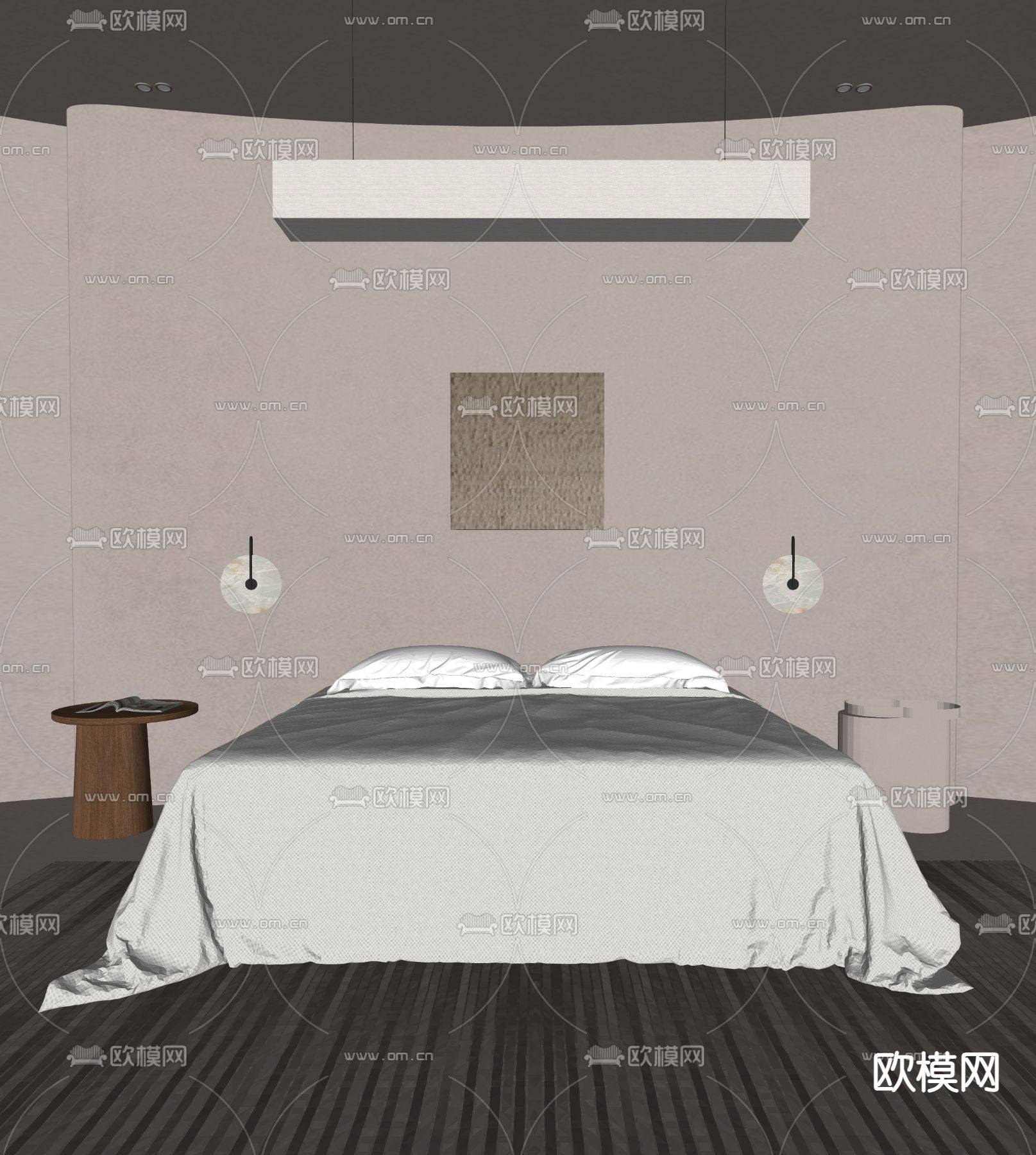 侘寂风卧室su模型下载（渲染图1）