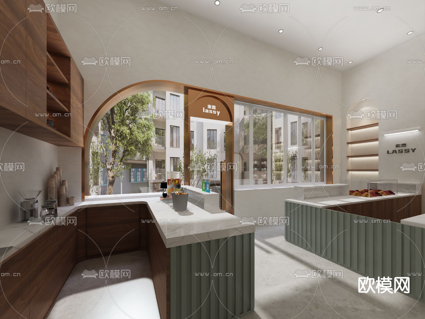 现代面包店 蛋糕店 甜品店3d模型下载（渲染图1）