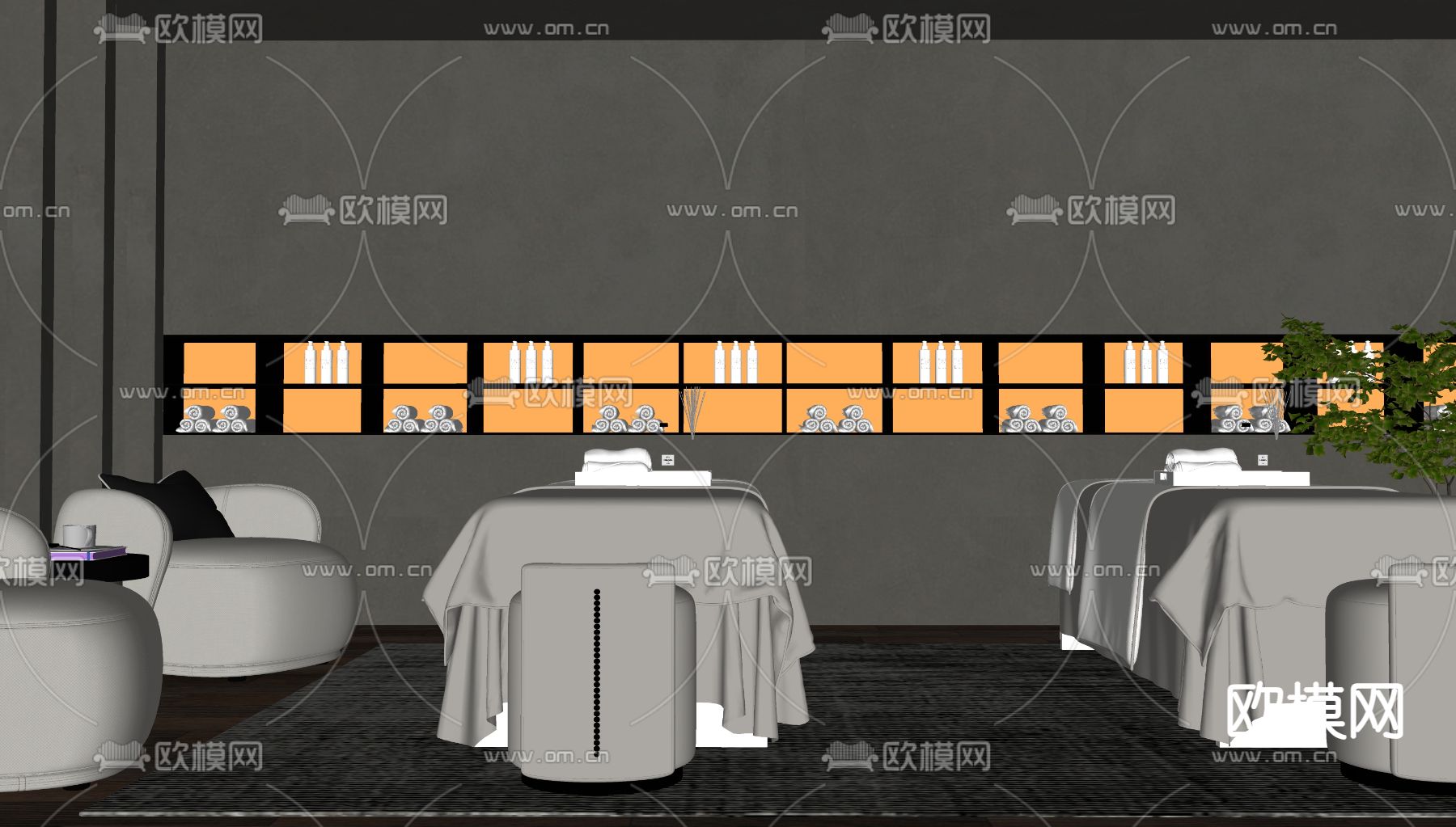 美容院 SPA护理房su模型下载（渲染图2）