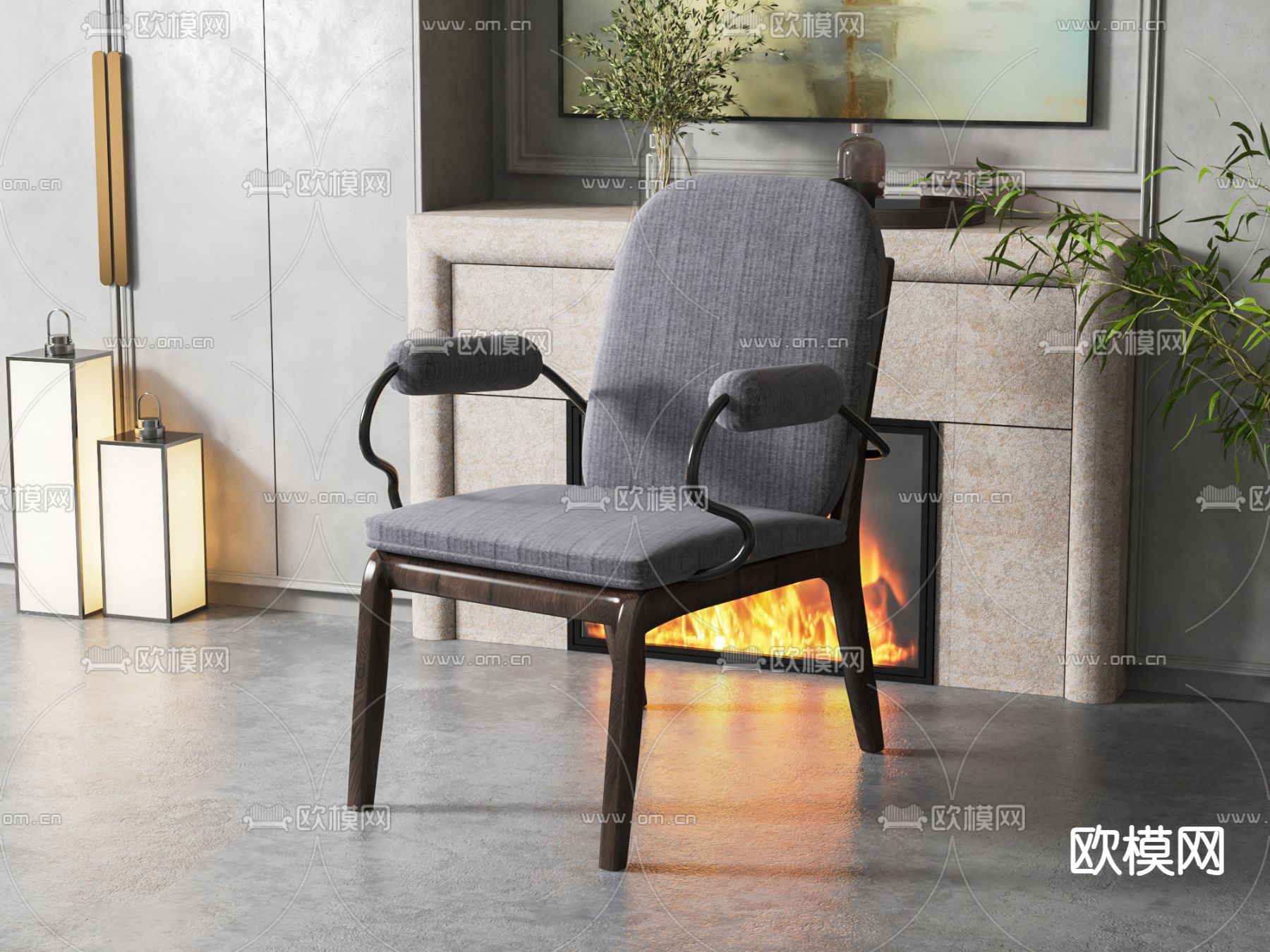 北欧椅子 餐椅 扶手椅su模型下载（渲染图1）