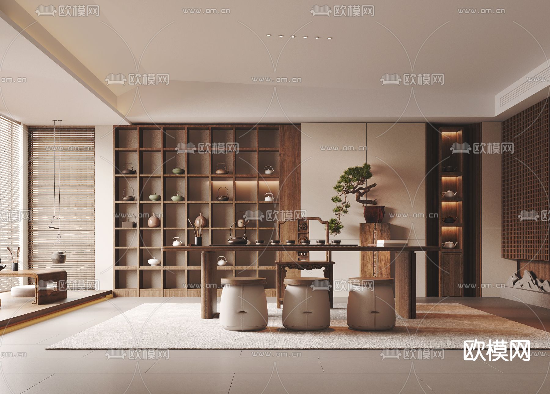 新中式茶室3d模型下载