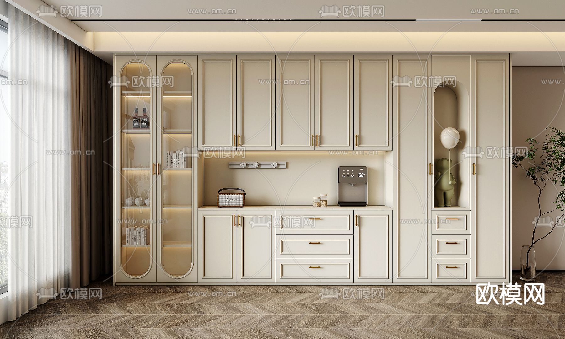 简欧酒柜 餐边柜3d模型下载