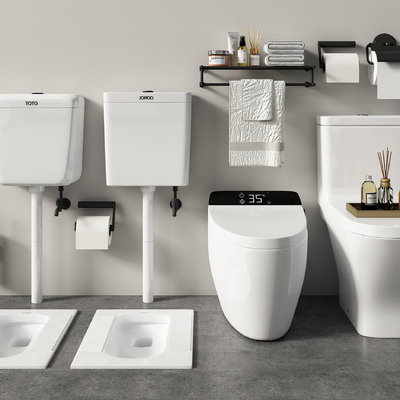  马桶 蹲便器 坐便器 毛巾架su模型 