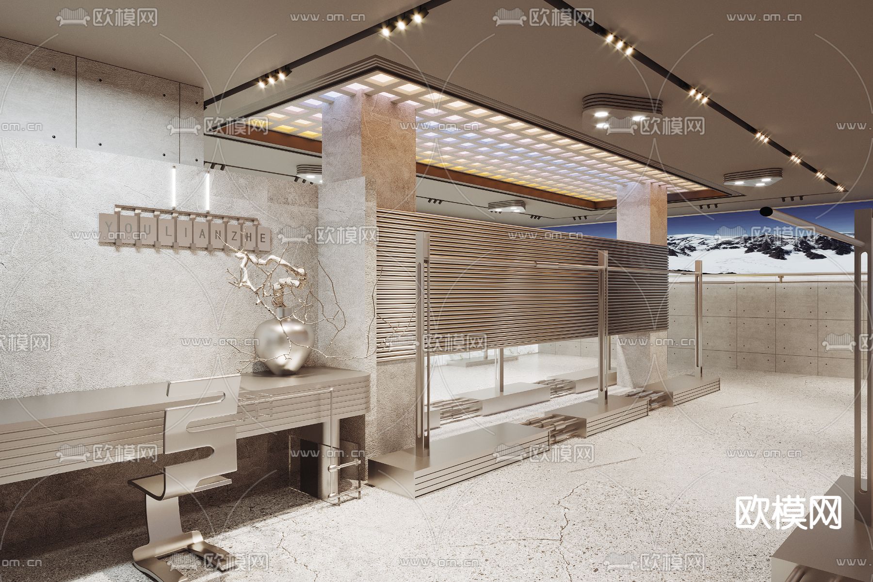 工业风服装店3d模型下载（渲染图3）