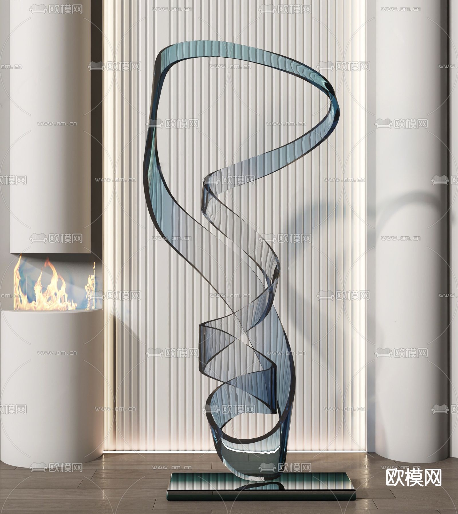 现代雕塑摆件su模型下载（渲染图2）
