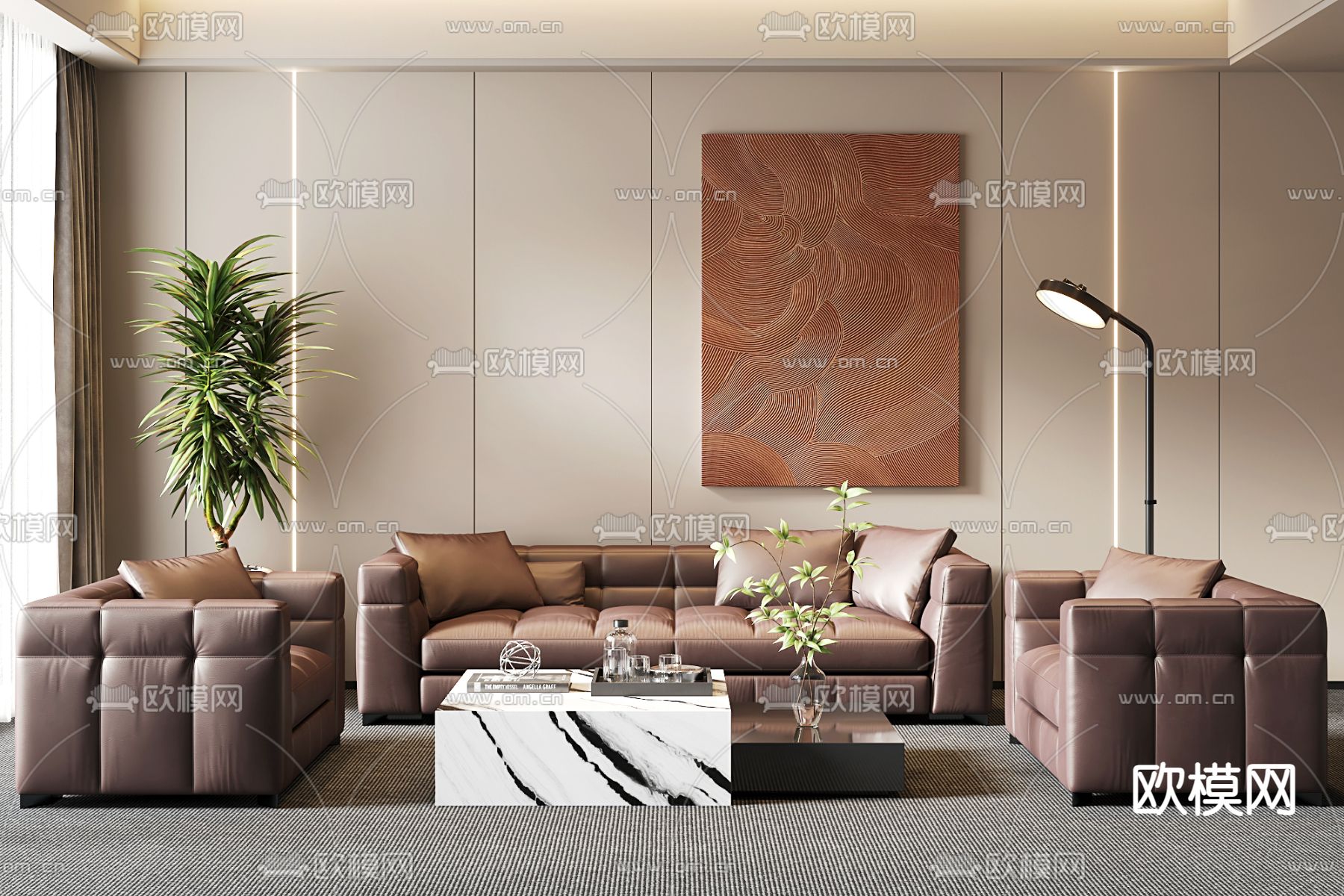 组合沙发 办公沙发3d模型下载